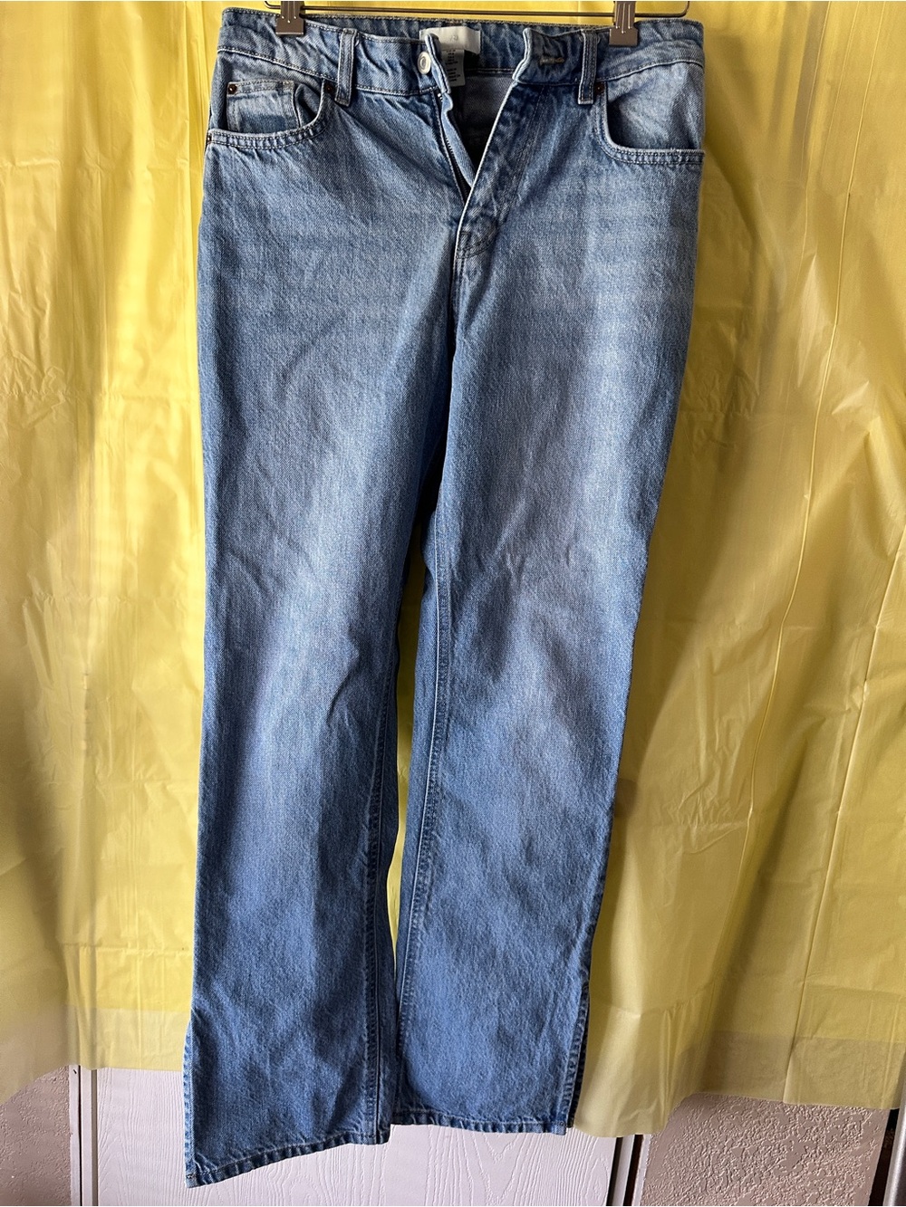 H&M Light Blue Straight leg w slit Jeans